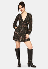 Whispen Moth Print Mini Wrap Dress