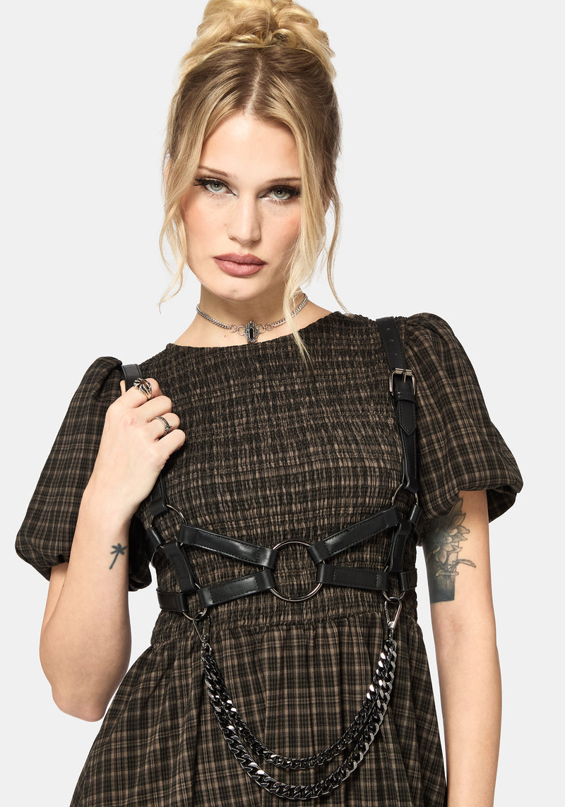 Rhiannon Check Shirred Bodice Midi Dress – Disturbia
