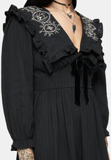 Alira Bug Embroidered Collar Cotton Midi Dress