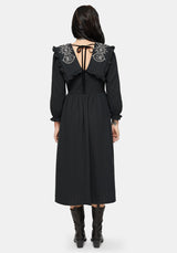 Alira Bug Embroidered Collar Cotton Midi Dress