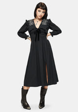 Alira Bug Embroidered Collar Cotton Midi Dress