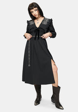 Alira Bug Embroidered Collar Cotton Midi Dress