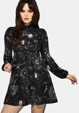 Elise Celestial Print Mini Shirt Dress UK 10