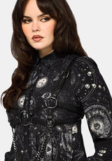 Elise Celestial Print Mini Shirt Dress UK 10