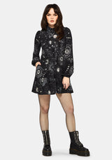 Elise Celestial Print Mini Shirt Dress UK 10