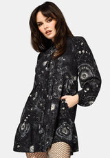 Elise Celestial Print Mini Shirt Dress UK 10