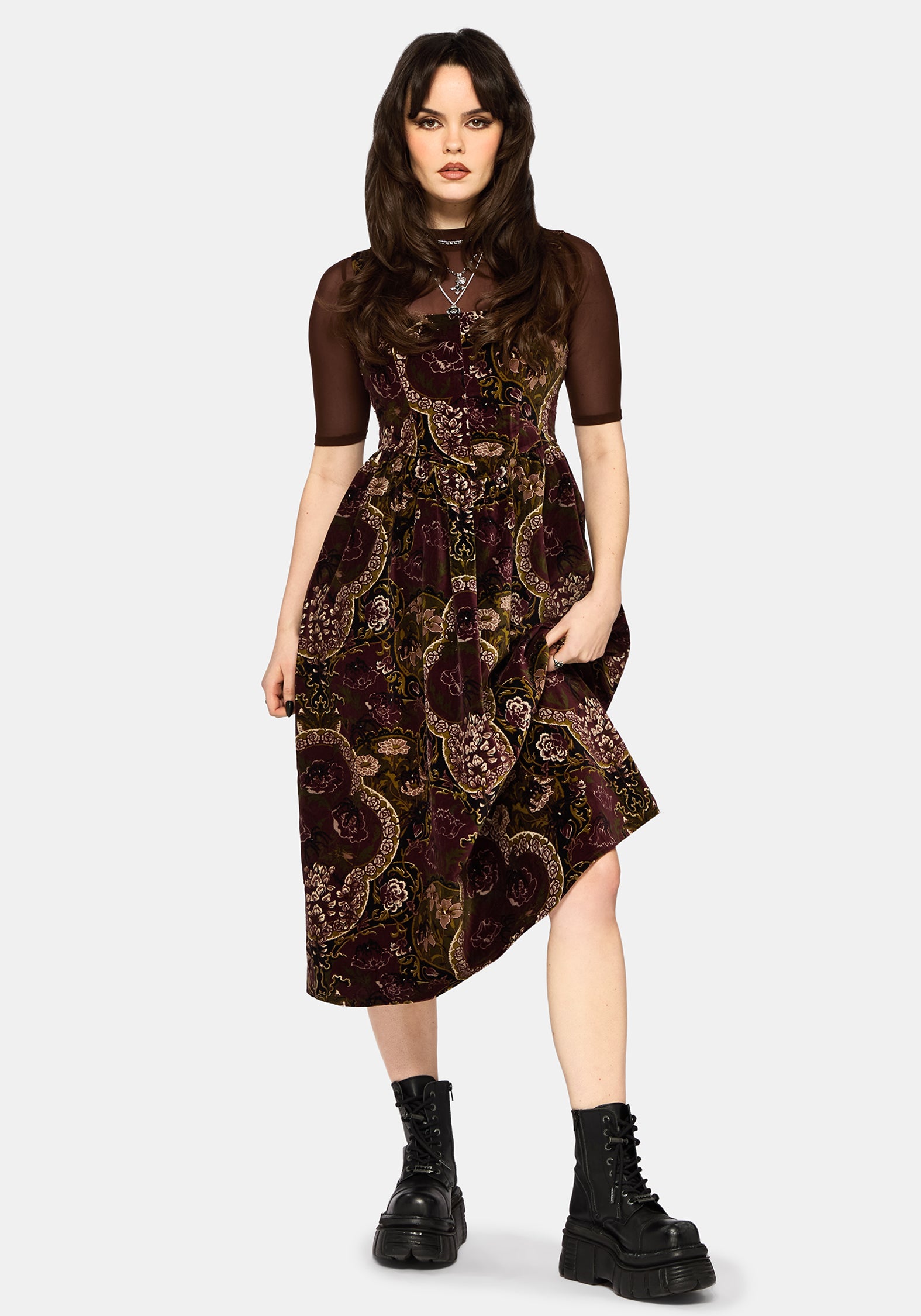 Effie Baroque Corset Bodice Midi Dress