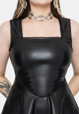Veluna Corset Waist PU Mini Dress