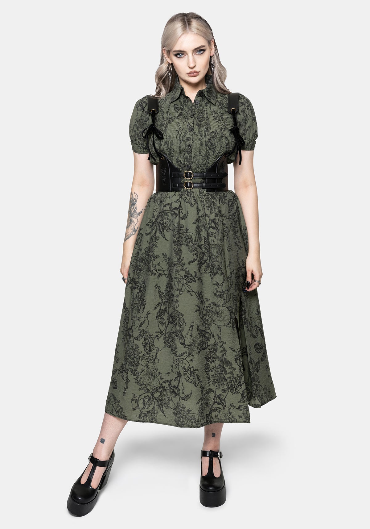 Orla Foxglove Potion Print Shirred Bodice Midaxi Dress