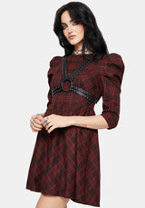 Bonnie Mutton Sleeve Check Mini Dress
