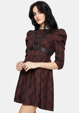 Bonnie Mutton Sleeve Check Mini Dress