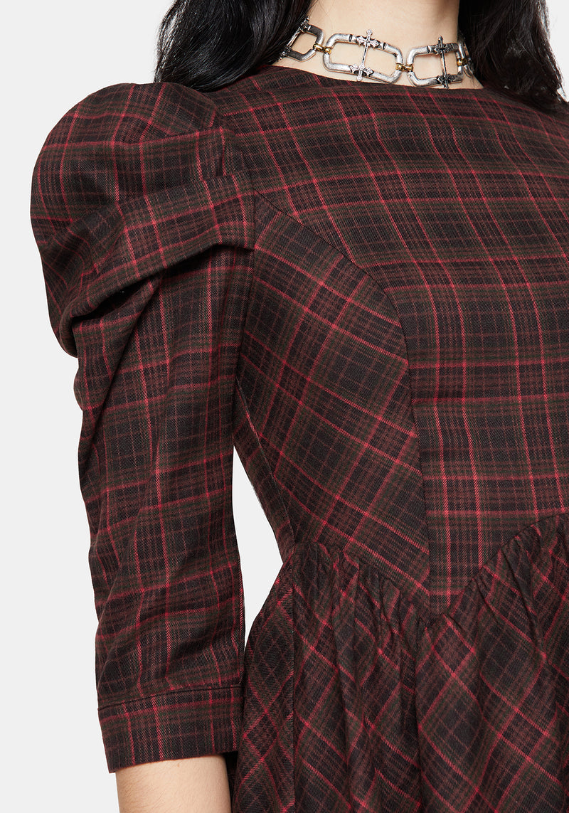 Bonnie Mutton Sleeve Check Mini Dress – Disturbia