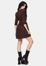 Bonnie Mutton Sleeve Check Mini Dress