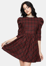 Bonnie Mutton Sleeve Check Mini Dress