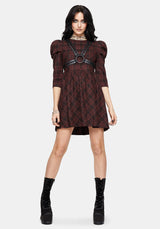 Bonnie Mutton Sleeve Check Mini Dress