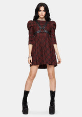 Bonnie Mutton Sleeve Check Mini Dress