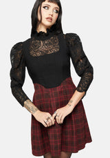 Bonnie Mixed Corset Check Pleated Mini Dress