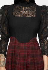 Bonnie Mixed Corset Check Pleated Mini Dress