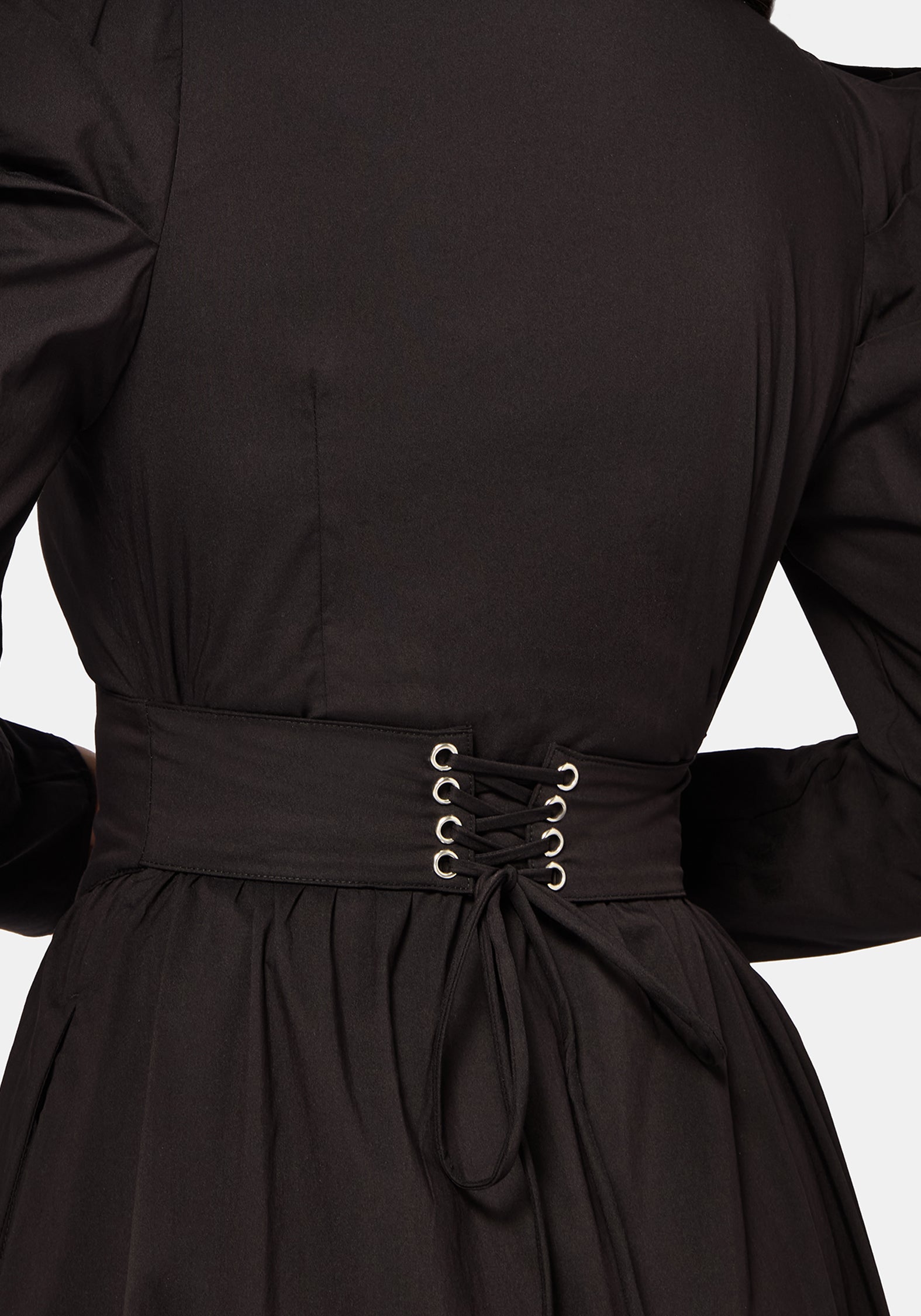 Morag Button Up Mutton Sleeve Cotton Midi Dress