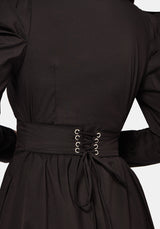 Morag Button Up Mutton Sleeve Cotton Midi Dress