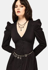 Morag Button Up Mutton Sleeve Cotton Midi Dress