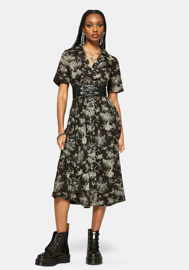 Zorya Winter Maypole Midi Shirt Dress