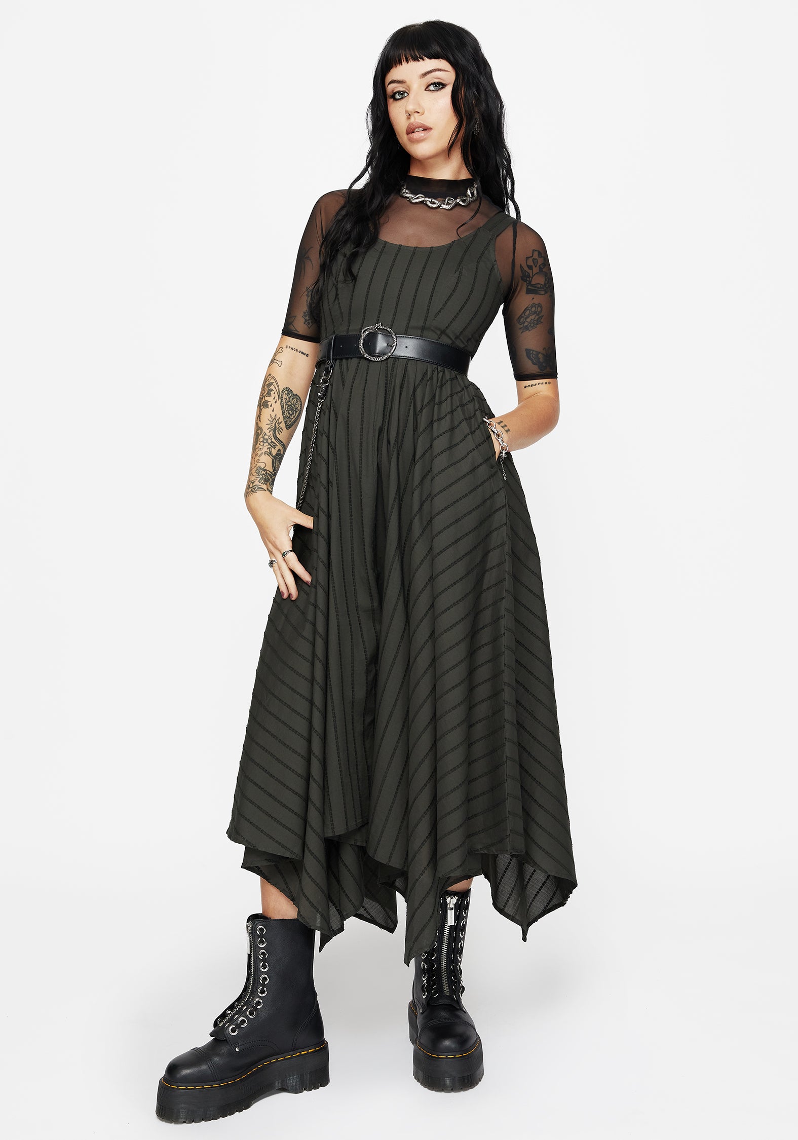 dark green midaxi dress Bashe Cotton Midaxi Shirt Dress