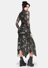 Isolde Medieval Map Mesh Midaxi Dress