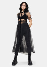 Aria Embroidered Tulle Button Up Midaxi Shirt Dress