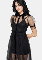 Aria Embroidered Tulle Button Up Midaxi Shirt Dress