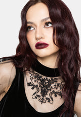 Trixie Velour Mesh Embroidered Mini Smock Dress