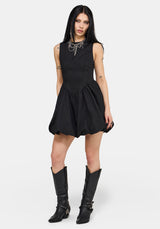 Ailis Balloon Hem Embroidered Mini Dress UK 6