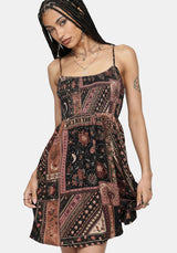 Nola Folk Patchwork Print Mini Dress