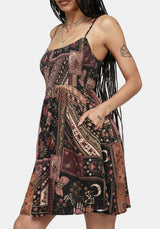 Nola Folk Patchwork Print Mini Dress