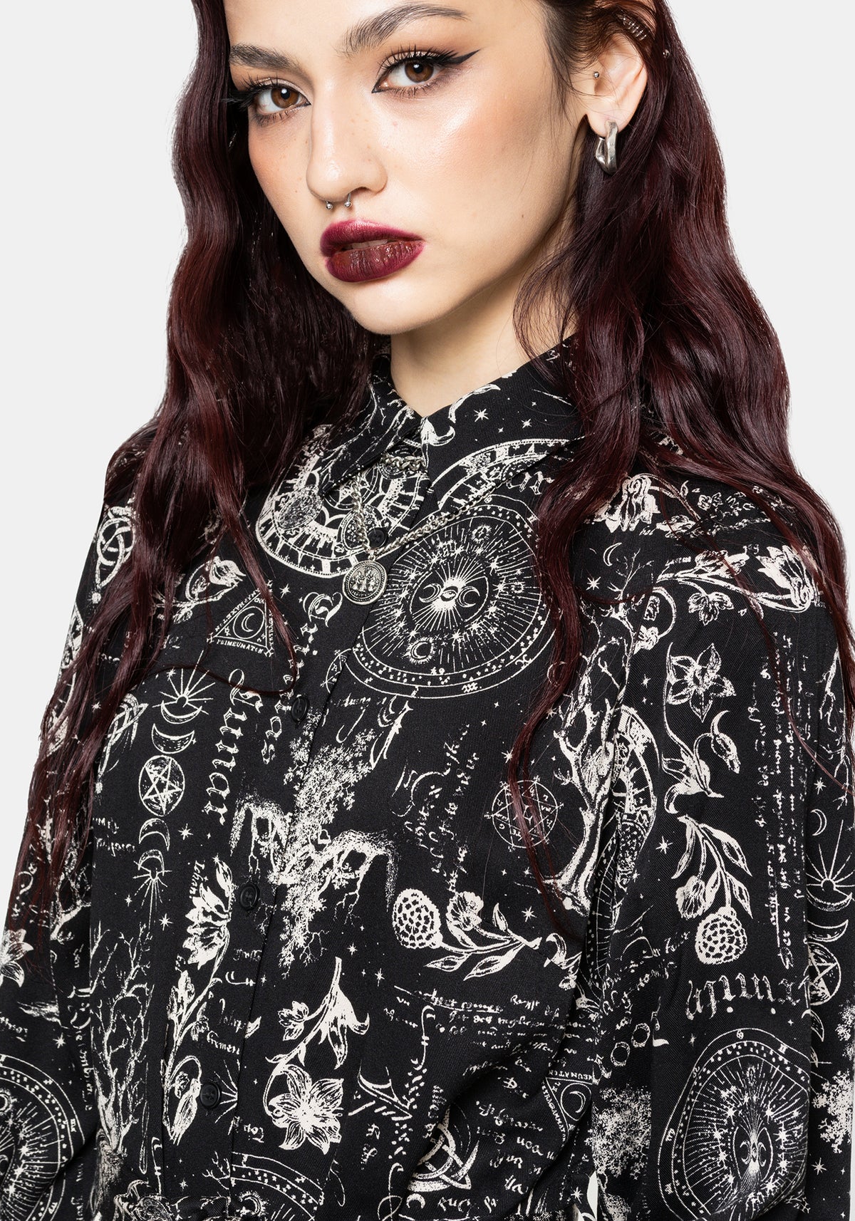 Trinity Moon Tiered Button Up Mini Shirt Dress