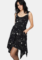 Comet Celestial Printed Handkerchief Hem Mini Dress
