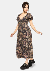 Triple Goddess Print Milkmaid Midi Dress