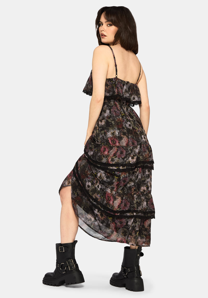 Mortua Grunge Floral Print Peplum Frill Cami Maxi Dress Disturbia Mortua Grunge Floral Print Peplum Frill Cami Maxi Dress Disturbia