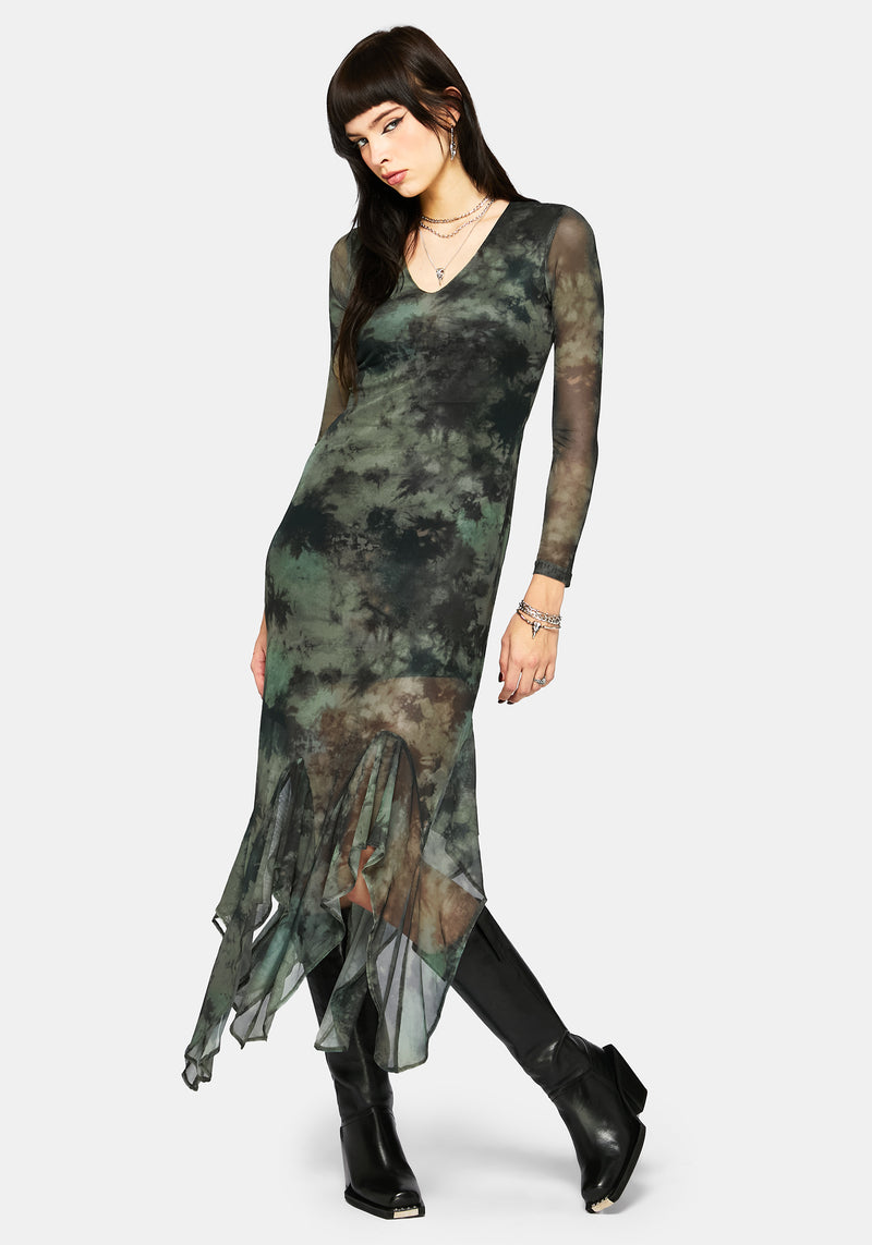 Nova Mesh Long Sleeve Tie Dye Maxi Dress – Disturbia