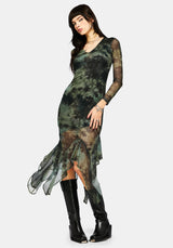 Nova Mesh Long Sleeve Tie Dye Maxi Dress
