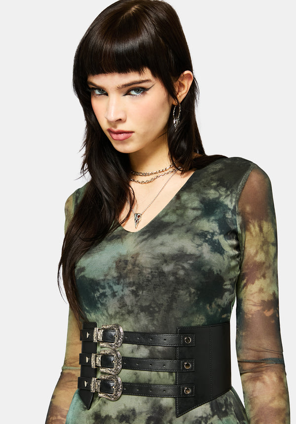 Nova Mesh Long Sleeve Tie Dye Maxi Dress