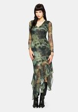 Nova Mesh Long Sleeve Tie Dye Maxi Dress
