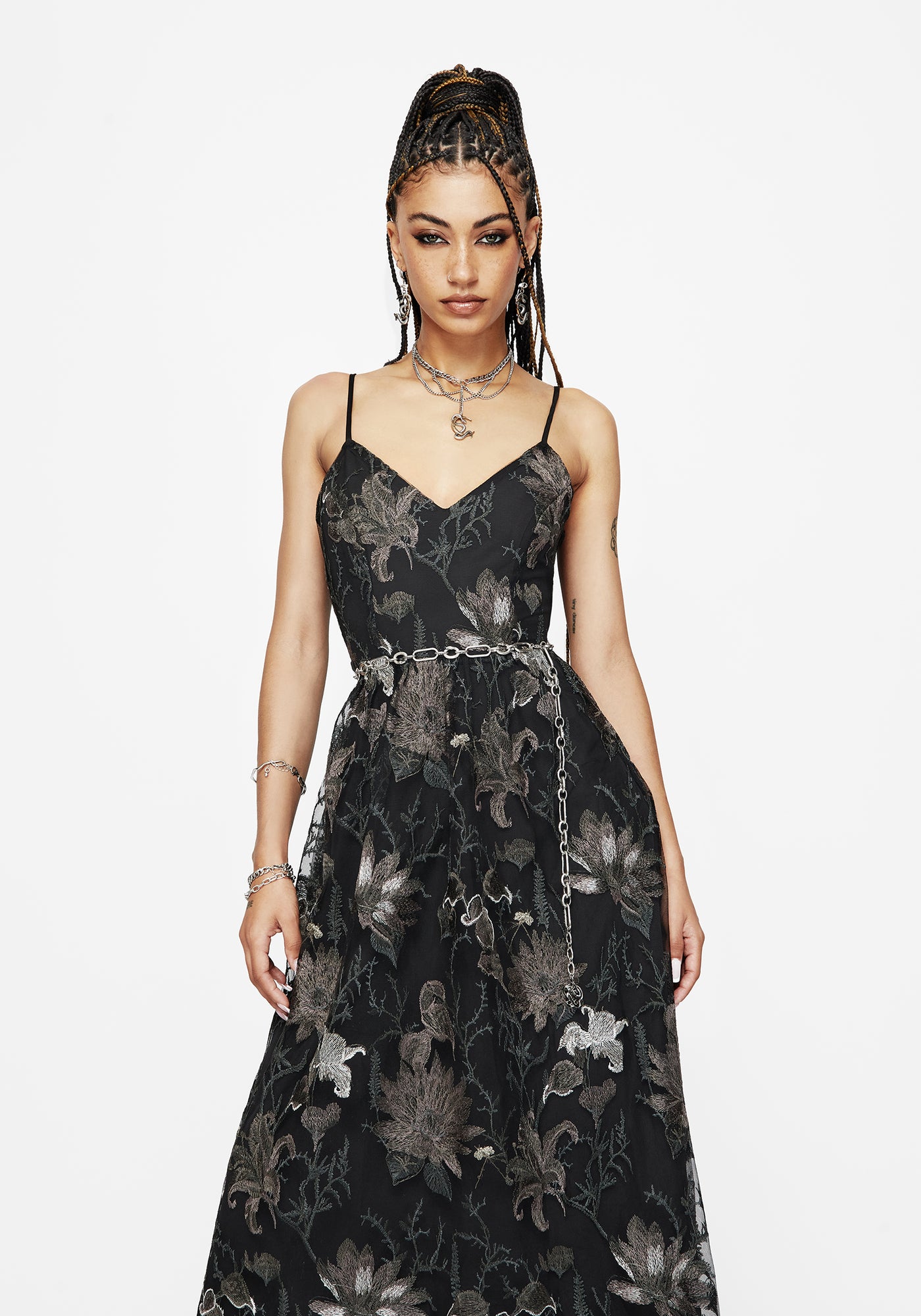 トップス Organdy tiered cami dress (Navy flower) bcc10114_blue_xl