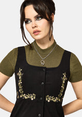 Abundance Embroidered Cord Pinafore Mini Dress