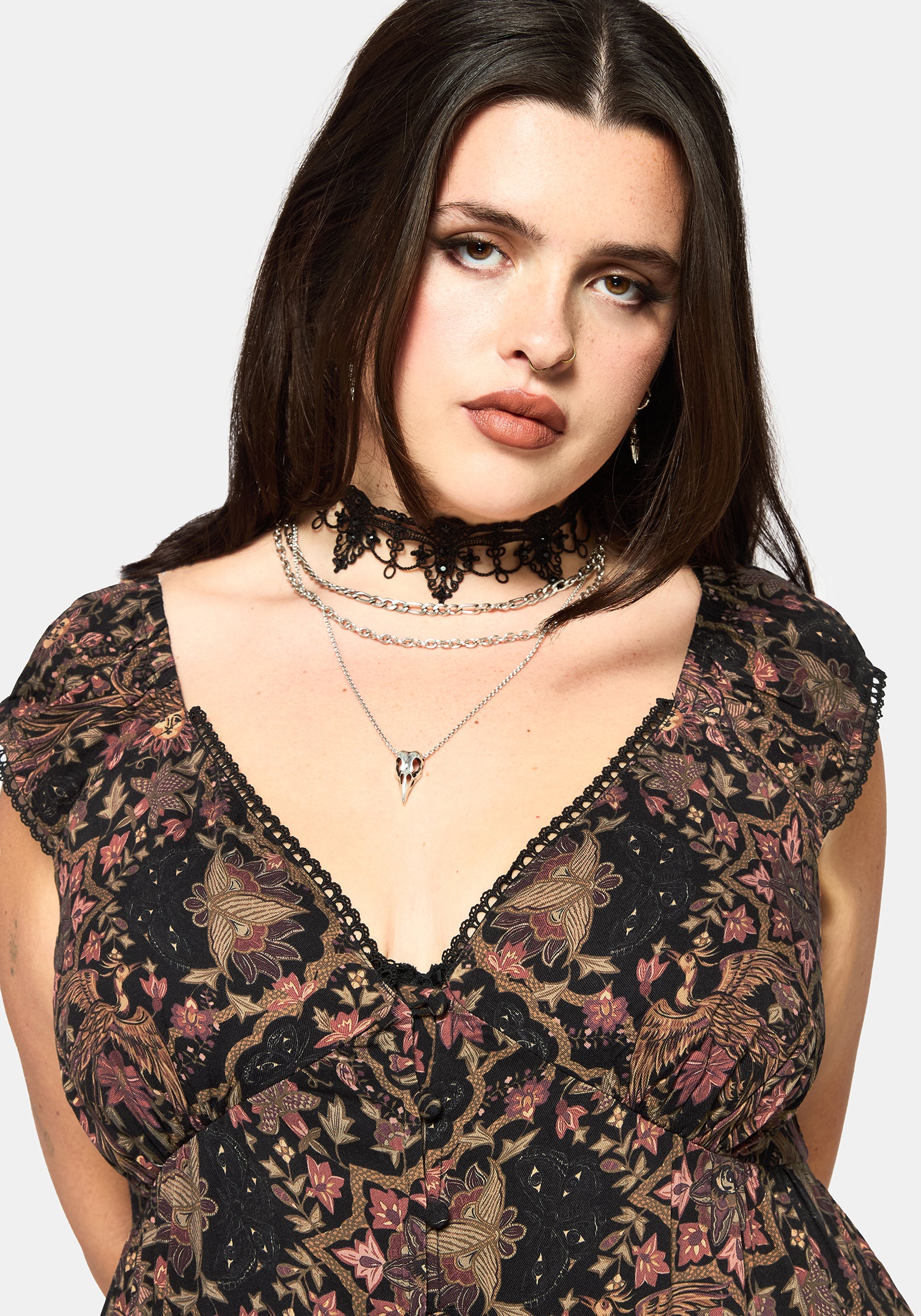 Mythos Print Milkmaid Smock Midaxi Dress