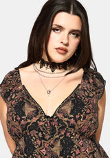 Mythos Print Milkmaid Smock Midaxi Dress