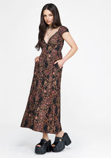 Mythos Print Milkmaid Smock Midaxi Dress