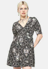 Hexweave Print V Neck Mini Dress UK 6