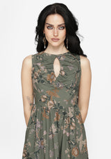 Poison Eden Print Cut Out Midi Dress
