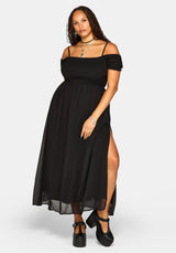 Mircalla Shirred Bardot Maxi Dress
